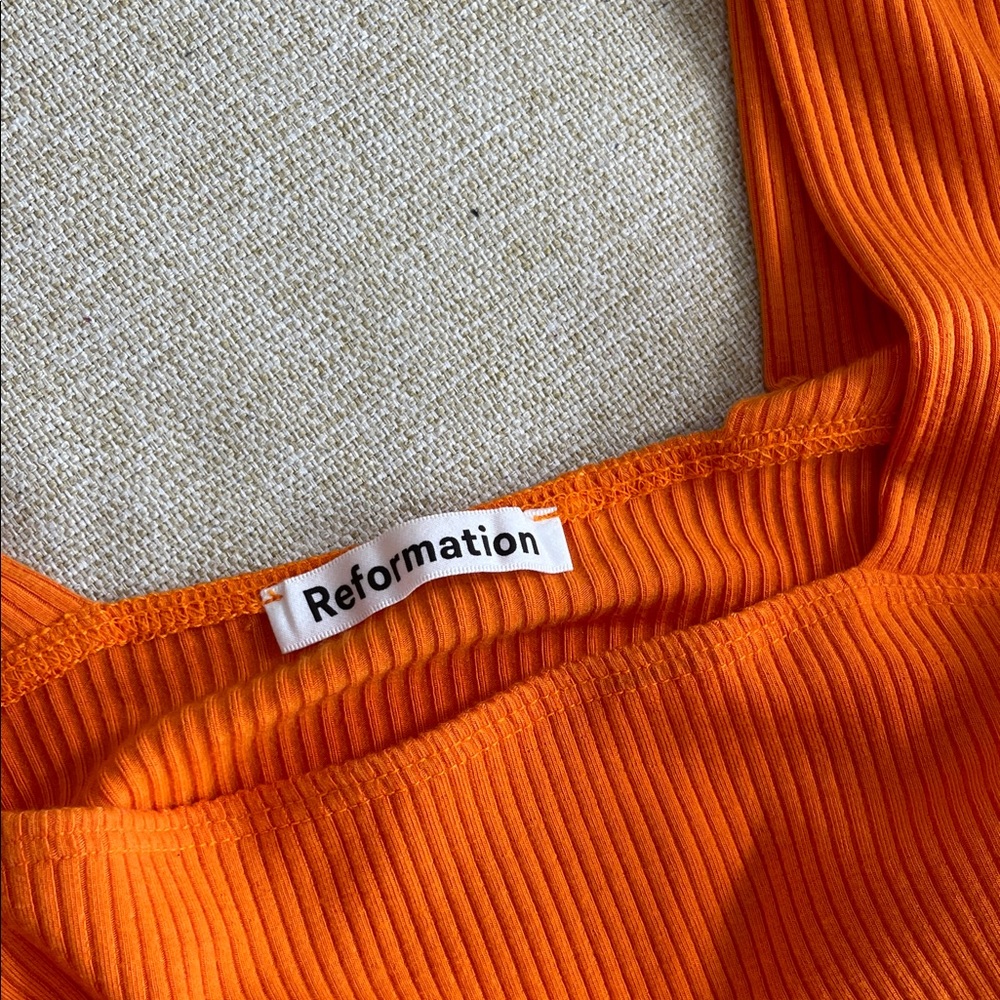 Reformation Cassi Knit Dress Orange - Picture 4 of 5